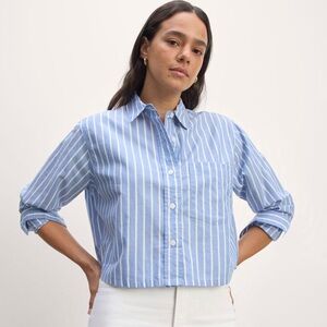 Everlane The Way Short Shirt in Silky Cotton Mariner Blue Size M